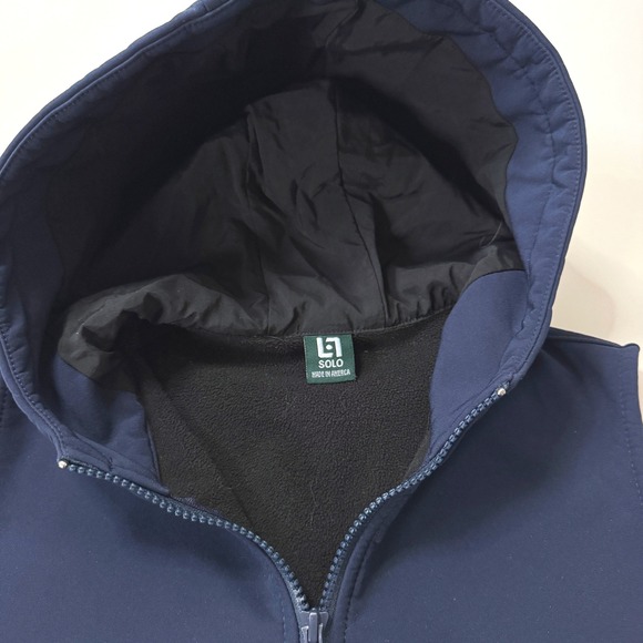 SOLO Golf Co Hooded Vest Navy Blue Zip Up Size 9/10 Boys Fleece Lined Made USA - Picture 2 of 4